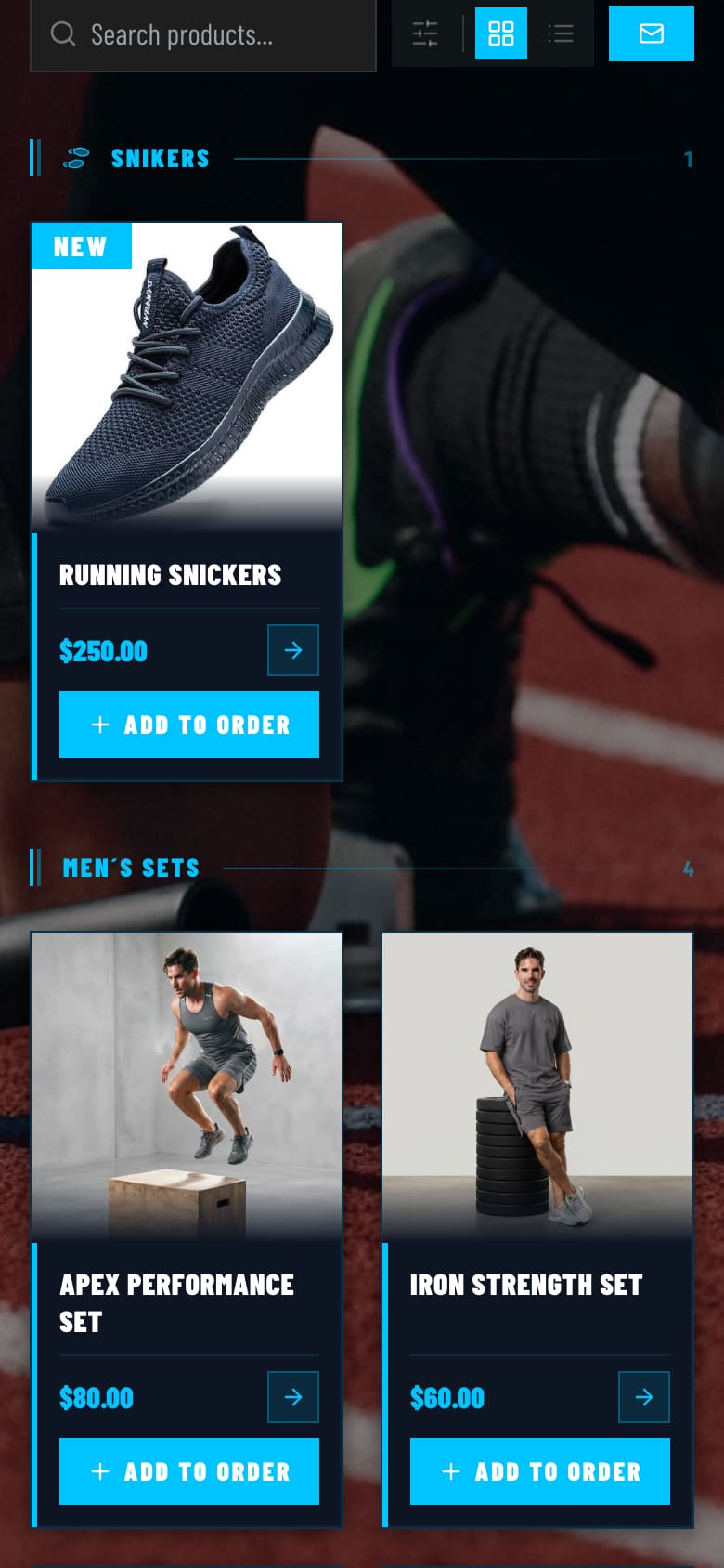 Titanix sport store catalog on a phone